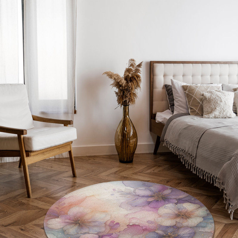 Tapis tressé à encre violette, Rond 5 pi