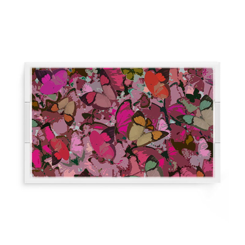 Plateau décoratif rectangulaire en acrylique Mariposa, Rose, L 17 po x P 10,5 po x H 2 po