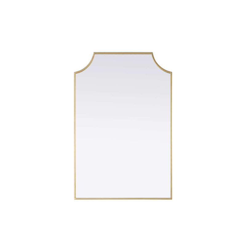 Notched Metal Mirror 24x36 inch in Brass, 36" x 24", Brass