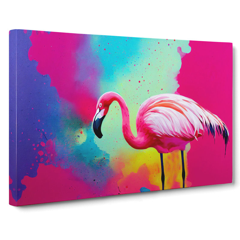 Flamingo Splash Vol.2 Abstract - Wrapped Canvas, 35cm H x 50cm W x 3cm D