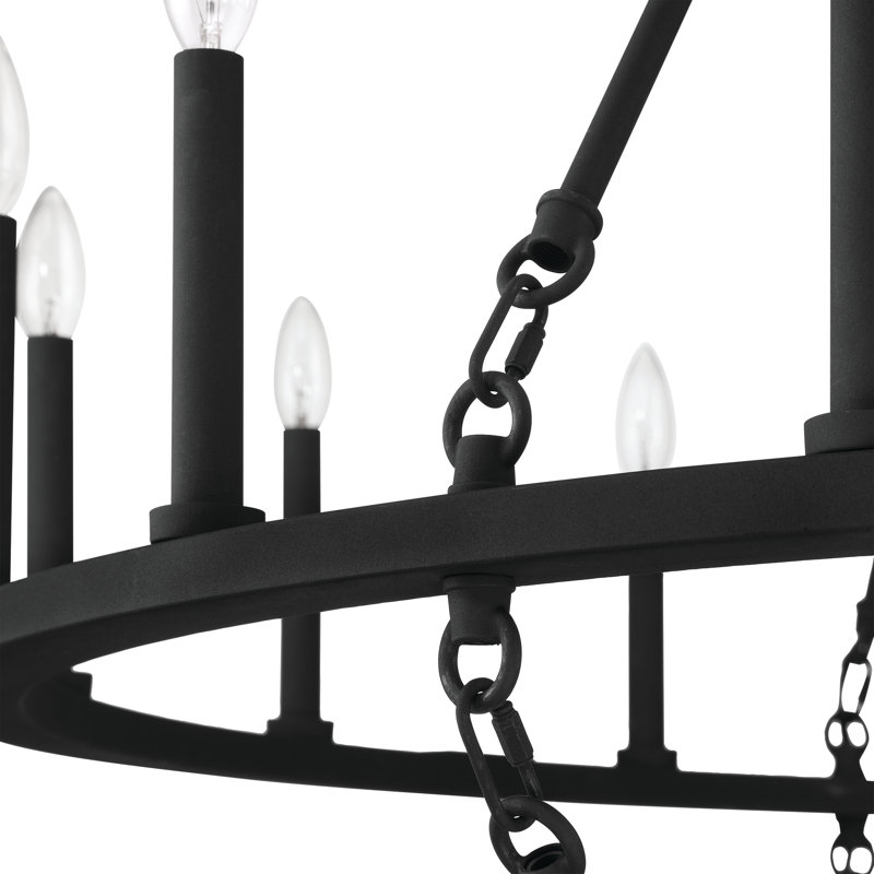 Adriana 24-Light 2-Tier Dimmable Wagon Wheel Chandelier