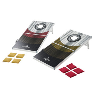 Backyard Hero 4 Ft X 2 Ft Cornhole Set With Water Resistant Boards And Aluminum Frame, 8 ACA Bean Bags, And Portable Folding Design