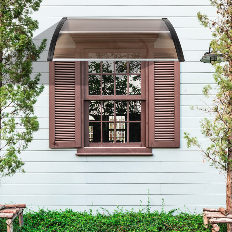 Door Wndow Awning Rain Cover Eaves, 10" H x 40" W x 38" D, Brown/Black