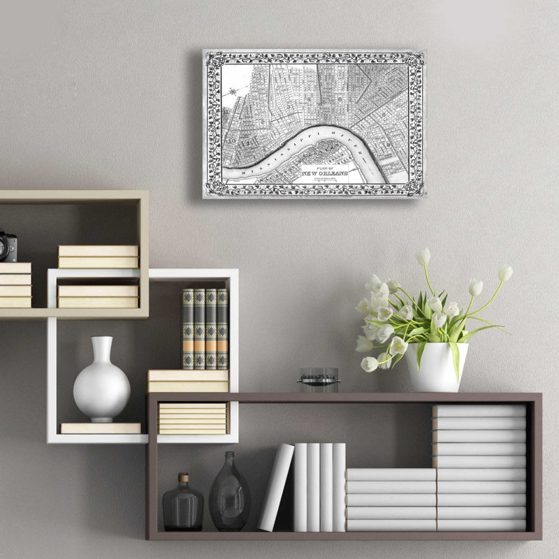 «Plan of New Orleans» par Mitchell, art mural en verre acrylique, H 16 po x l 24 po x P 0,2 po