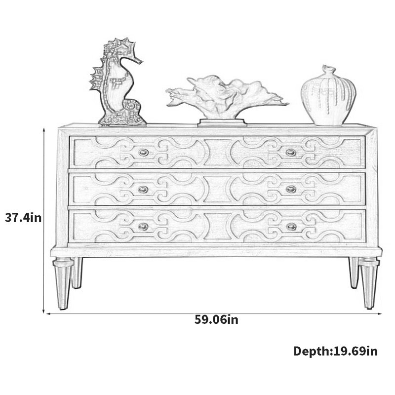 Buffet rétro lumière de luxe, H 37,4 po x l 59,06 po x P 19,69 po