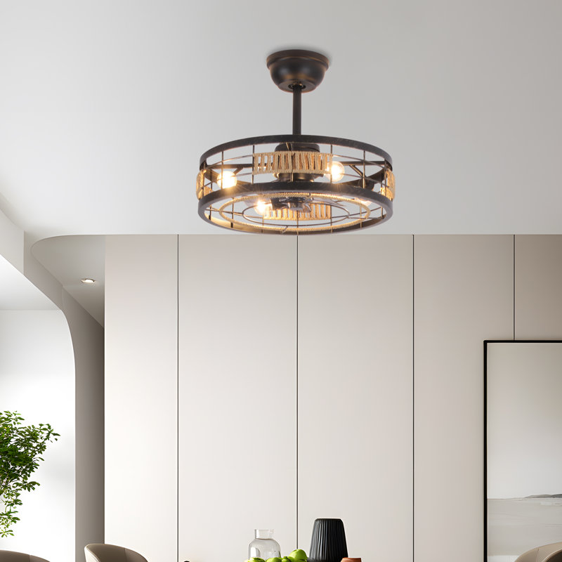 18 In. Indoor Gold And Black Low Profile Ceiling Fan With Integrated Light And Remote Control