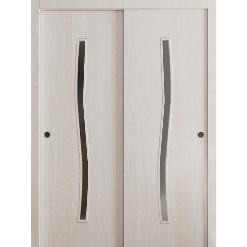 Sliding Closet Bypass Doors - ESSENTIAL 8002 - Rails Hardware Set - Wood Solid Bedroom Wardrobe Doors, Ash Franko, 36" x 96"
