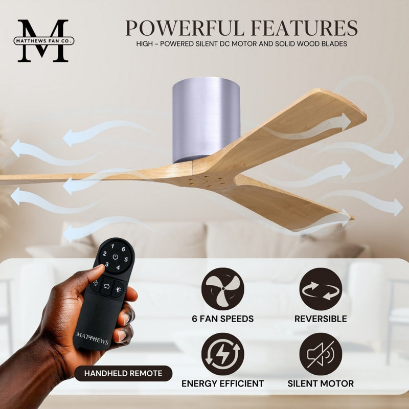 Irene Ceiling Fan, Brushed Nickel, Light Maple Tone, 42"