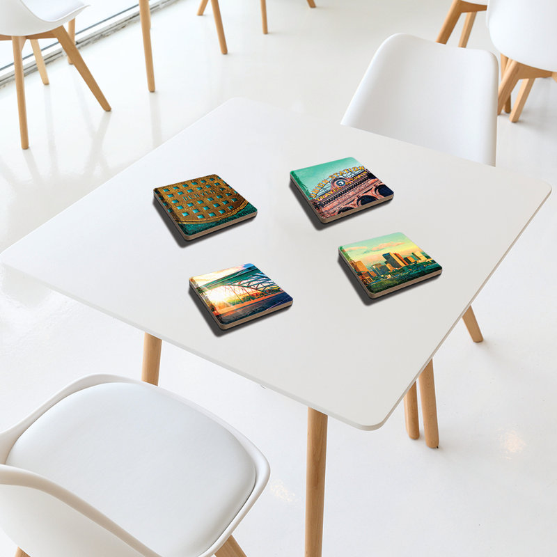 Stoneware Square 4 Piece Coaster Set