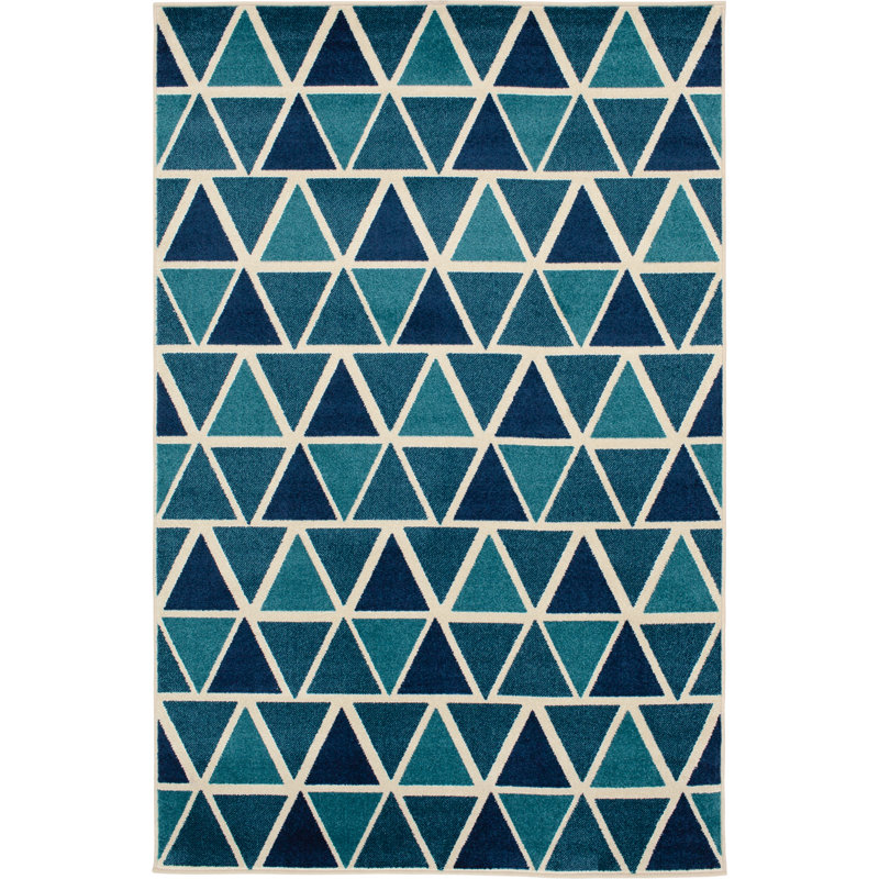 Tapis intérieur / extérieur bleu Laurinda, Rectangle 5 pi x 7 pi 3 po