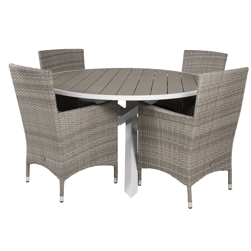 Akia 4 - Person Patio Dining Set with Round Table, Grey