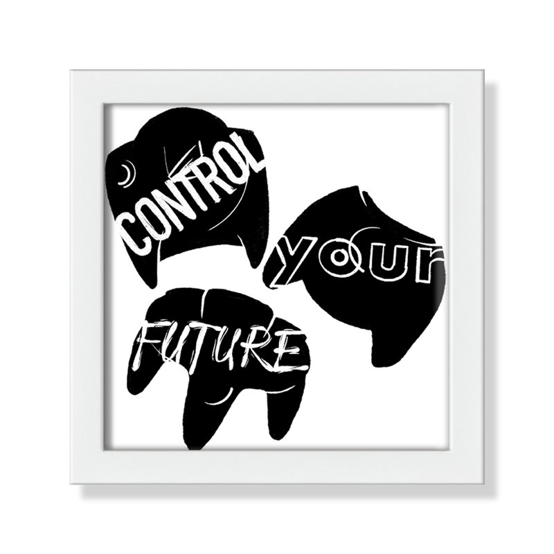 «Control your future», art encadré, H 9 po x l 9 po x P 1,19 po, Encadré de boîte blanc