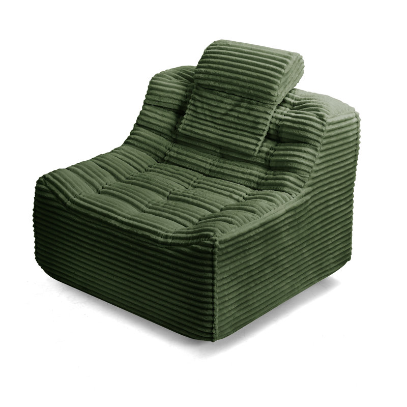 Clintin 360° Oversized Swivel Glider Accent Chair with Adjustable Pillow, Green Fabric