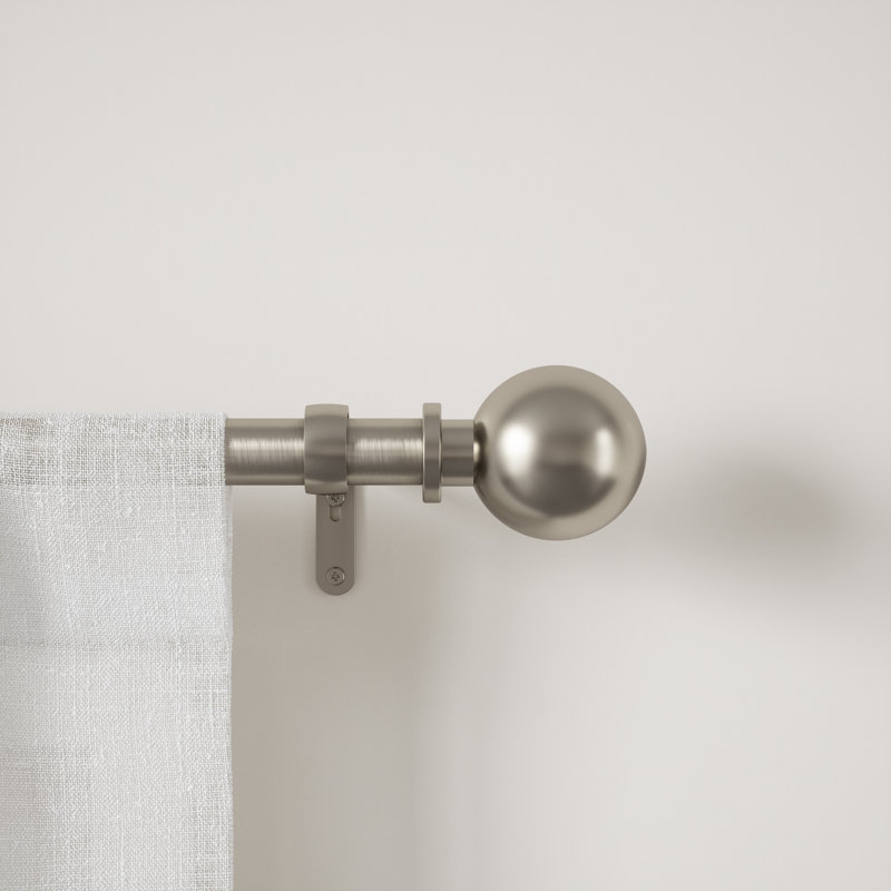 Nickel Adjustable Steel Curtain Rod with Ball Finials