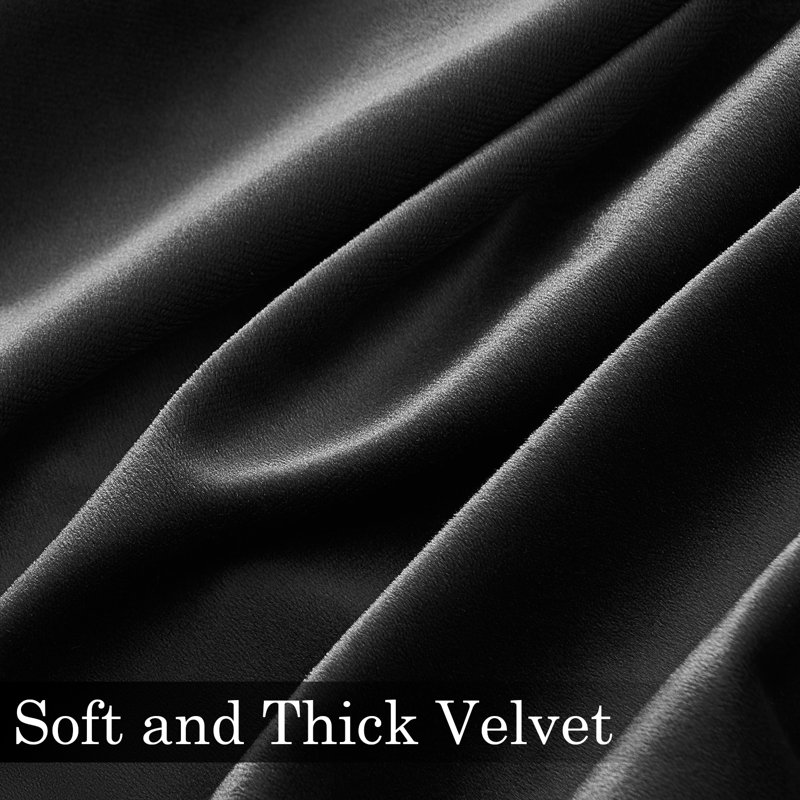 Alicea Velvet 100% Blackout Thermal Curtain Panel, 52" W x 108" L, Black