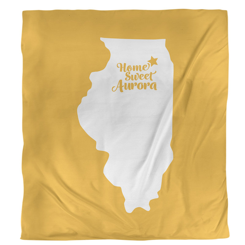 Housse de couette simple aurora Illinois, Housse de couette pour grand lit, Jaune, Polyester brossé