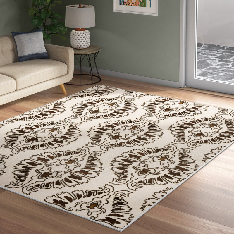 Tapis blanc / noir Samantha, Rectangle 5 pi x 7 pi