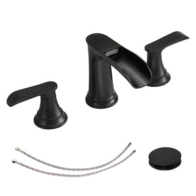Waterfall 8 In. Widespread Double Handle Stainless Steel Bathroom Faucet