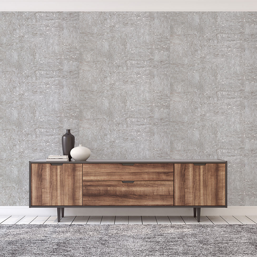 Cork Wallpaper Double Roll, Warm SIlver Metallic
