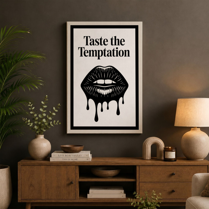 Taste the Temptation Modern - Wrapped Canvas, 18x12 - 45.7 x 30.5 cm, Black Border