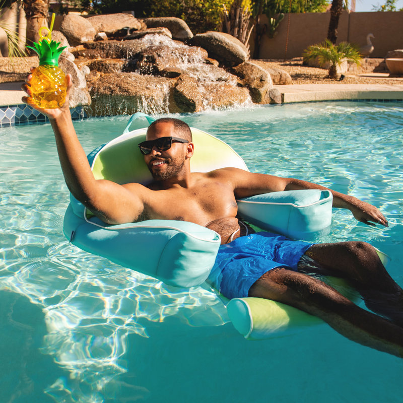 Rolling Wave Lime Quick-Drying Mesh Lazy Lounger with Headrest