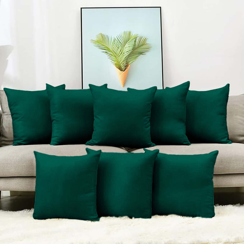 Aldino Square Throw Cushion Pad, Green Emerald