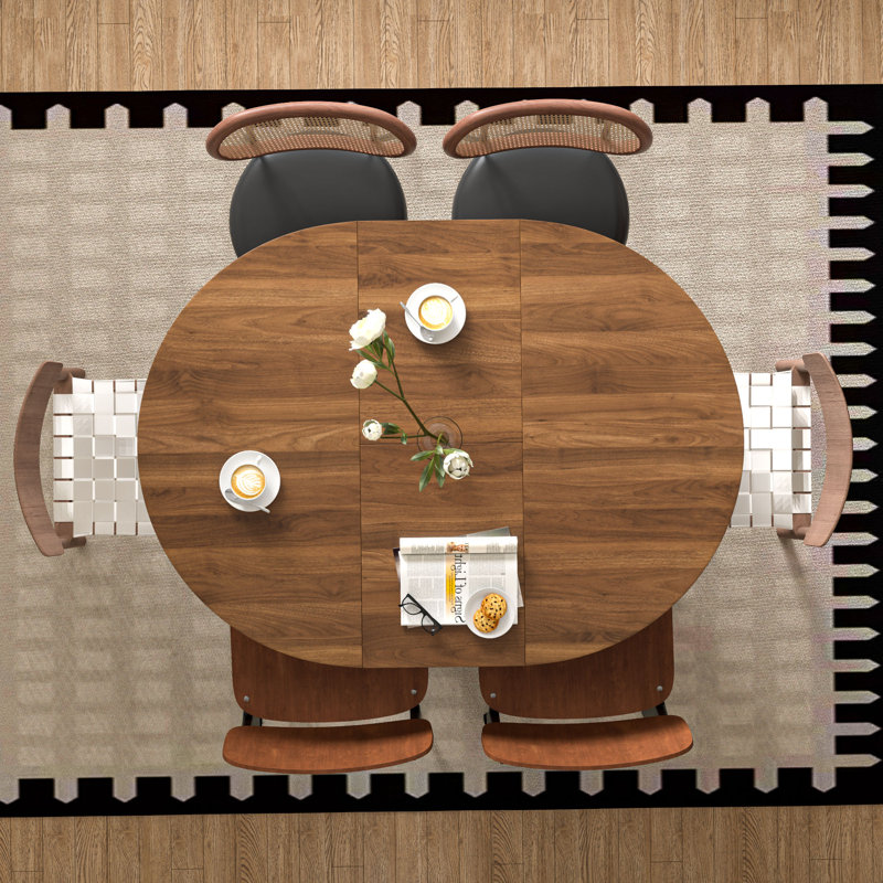 Extendable Dining Table For 4-6 People, Round Dining Table, Walnut