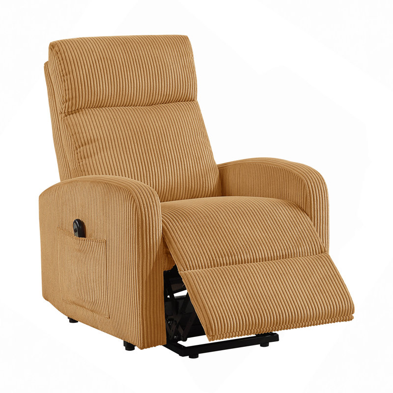 Fauteuil inclinable électrique en velours côtelé 1pc, Jaune