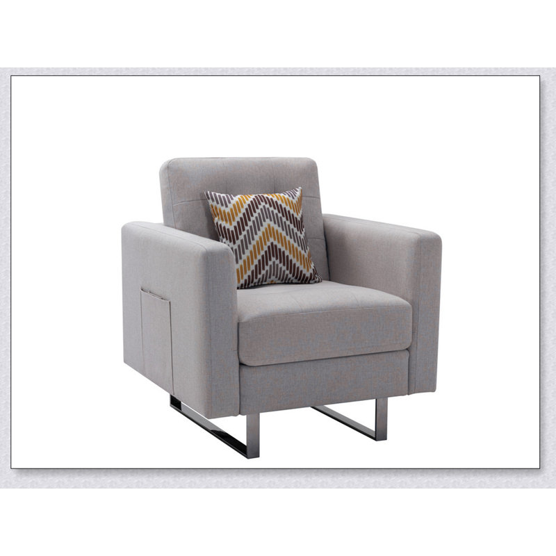 Beige Linen Tufted Armchair, Lin beige