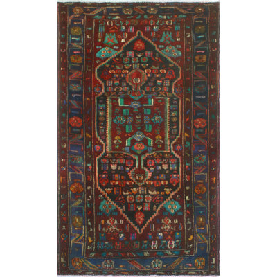 One-of-a-Kind 5'1 '' x 8'11 1980s Rectangle Wool Area Rug in Blue and Red