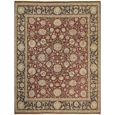 Hand Knotted Oriental Area Rug in Navy/Red/Black