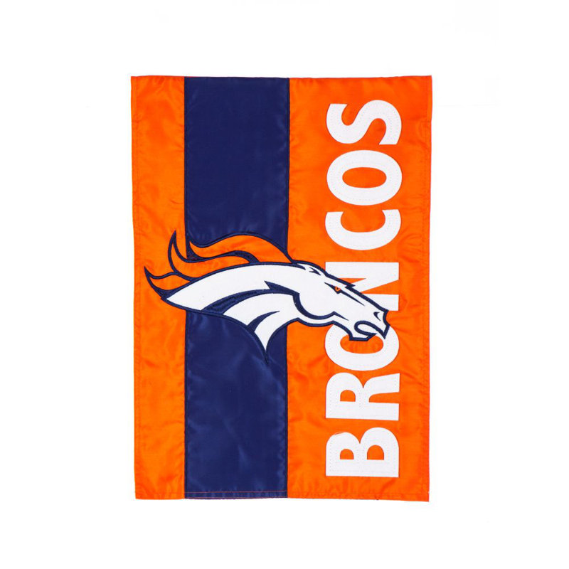 Polyester à 2 faces 12 x 18 po Drapeau de jardin, Broncos de Denver