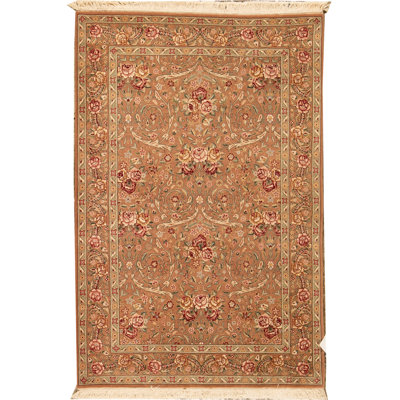 Tapis beige et doré de haute qualité noué à la main