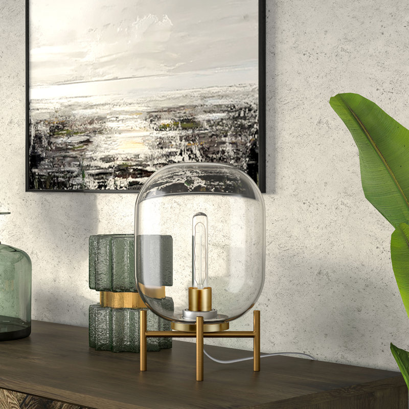 Lampe de table 15 po Danae, Doré, Transparent / clair