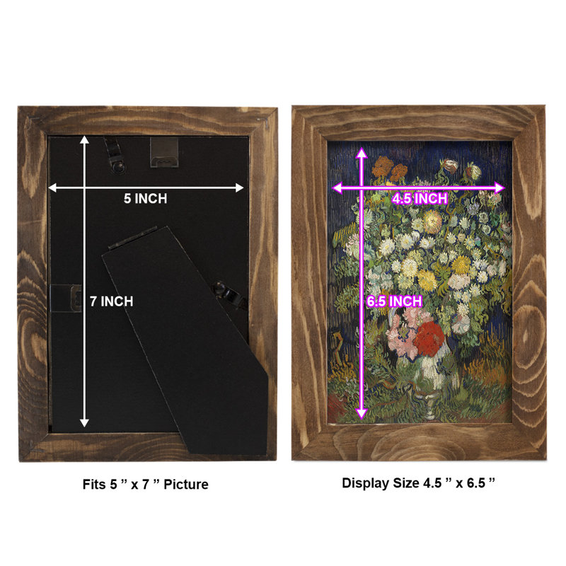 Bouquet de fleurs dans un vase, H 6 po x l 4 po x P 1 po, Noyer
