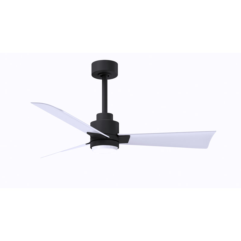 Alessandra - Three Blade Transitional Ceiling Fan -LED, Matte Black, 42", Matte White