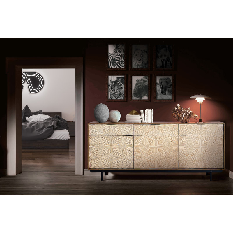 Manheim 182 Cm Wide 3 Drawer Mango Solid Wood Sideboard