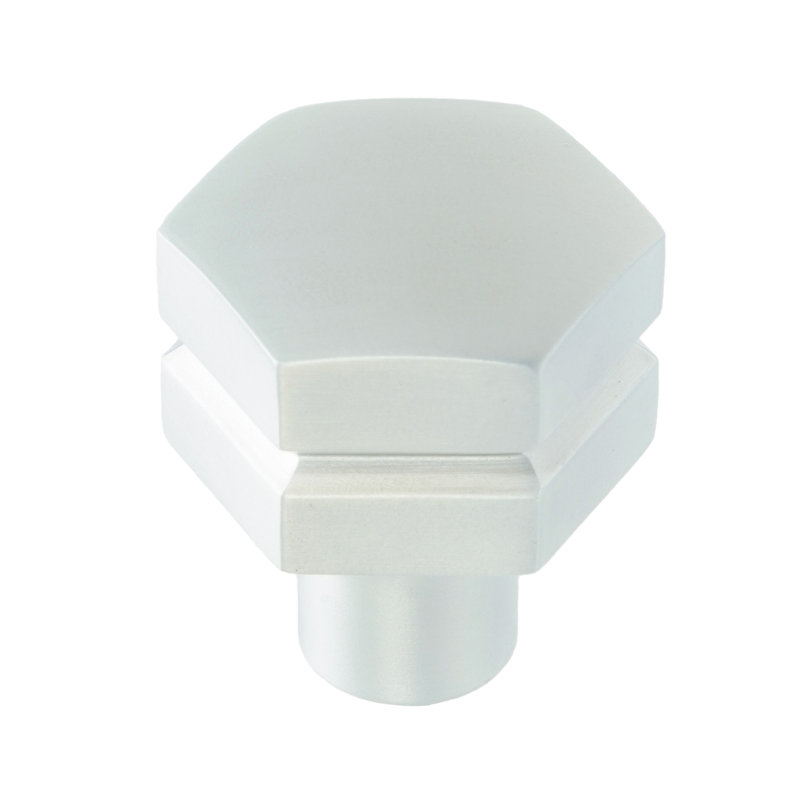 Hexagon medium aluminum knob, in Satin Nickel
