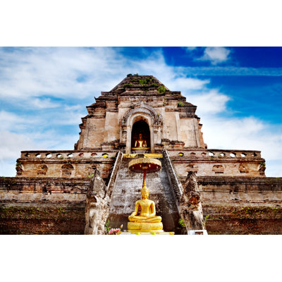 Temple Wat Chedi Luang In Chiang Mai;Thailand. by Ainatc - Wrapped Canvas Print
