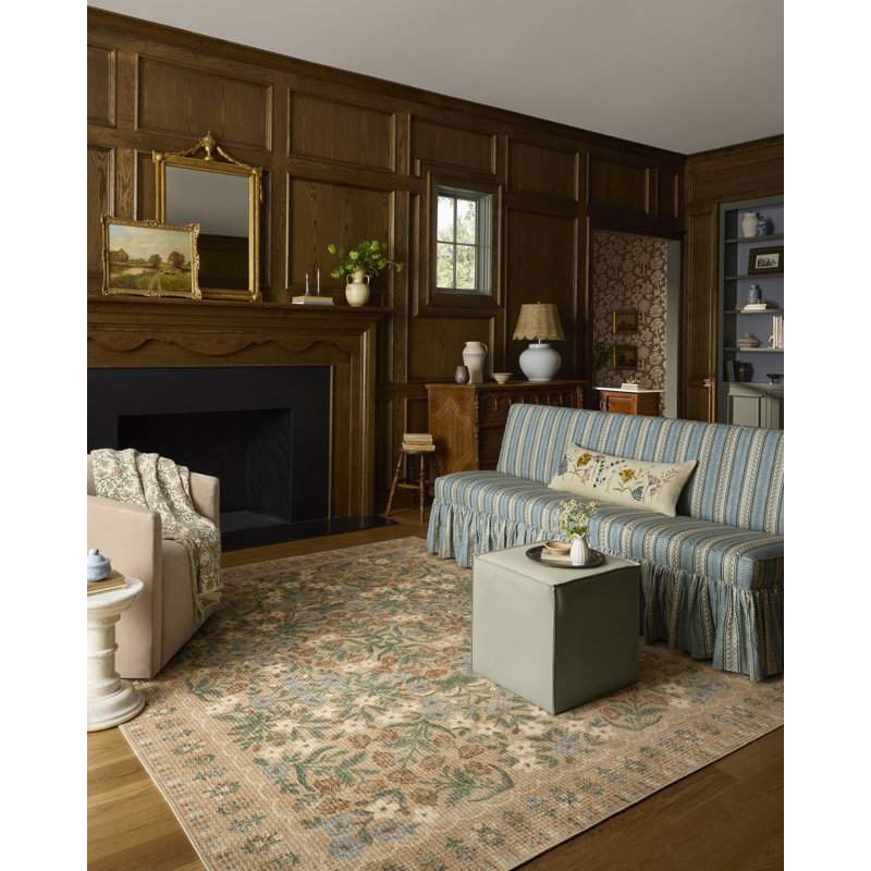 Rifle Paper Company x Loloi Orchard Sand / Multi Machine Washable Area Rug, Runner 2'6" x 7'6"