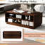 Table basse rectangulaire de style rétro de 47,2 po avec 4 tiroirs, 2 tablettes, des détails rainurés et une configuration polyvalente pour la salle à manger-1953119275