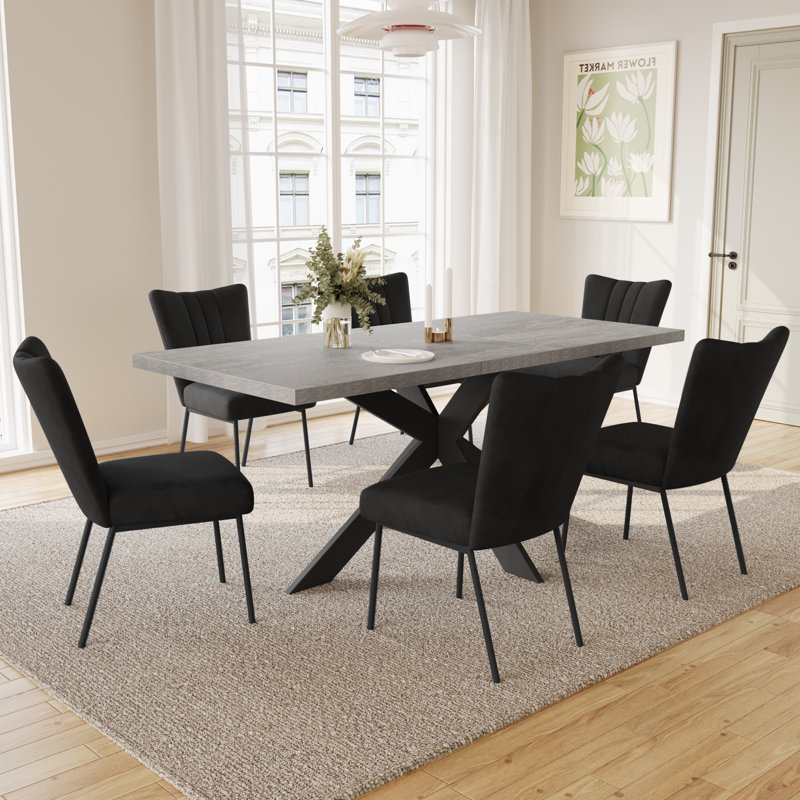 6 - Person Extendable Dining Set, Black