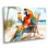 Chaise longue perroquet sur une plage - araignée, art mural