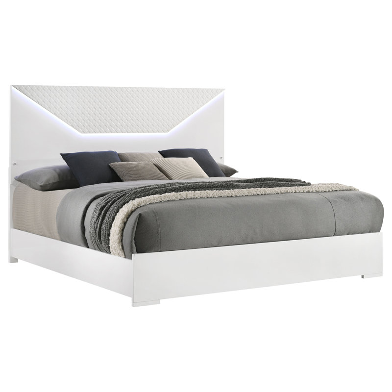 Tête de lit à panneau DEL Tonay blanc ultrabrillant, Blanc, Très grand