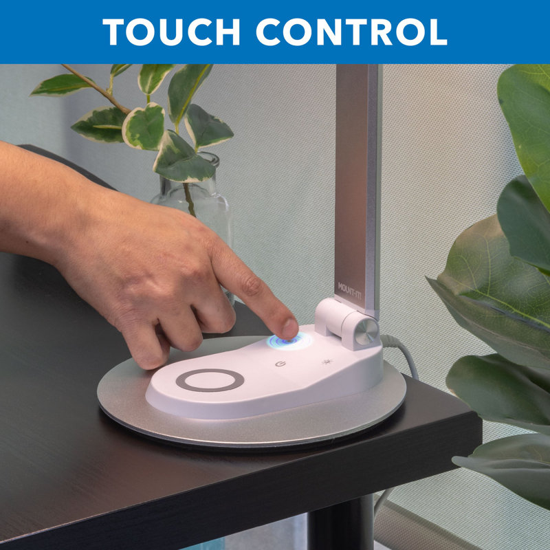 Silver Adjustable LED Desk Lamp with Touch Sensor and USB-C
