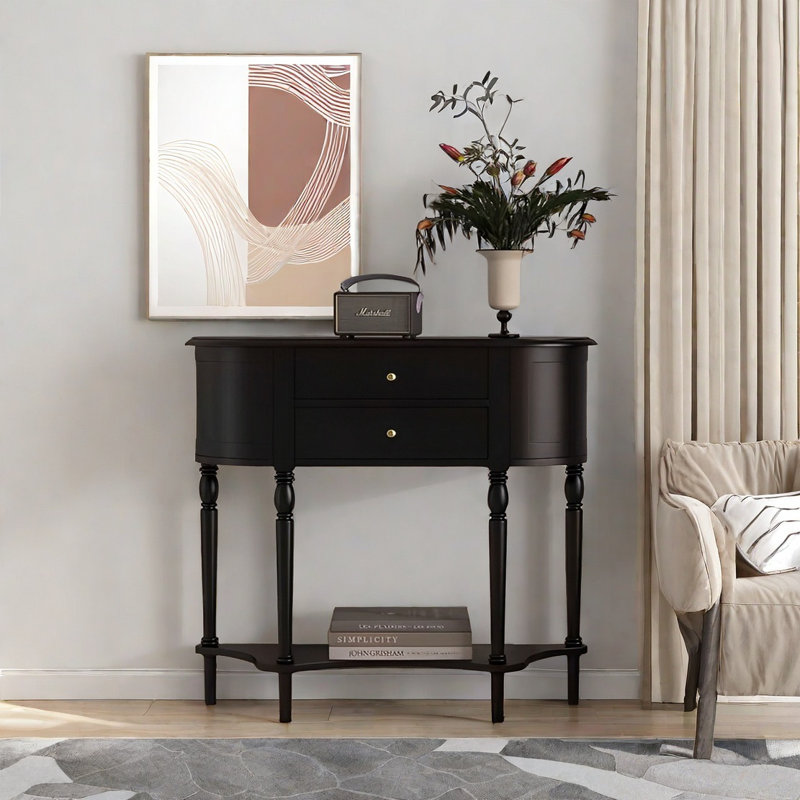 Modern Semi-Circular Console Table, 35.83" H x 35.43" W x 11.81" D