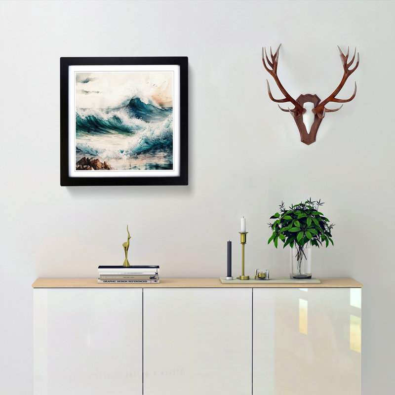 Ocean Watercolour - Framed Print, Black