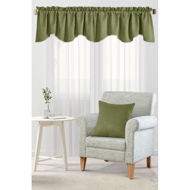 Angola Solid Colour Ruffled 56" Window Valance, Sweet Pea