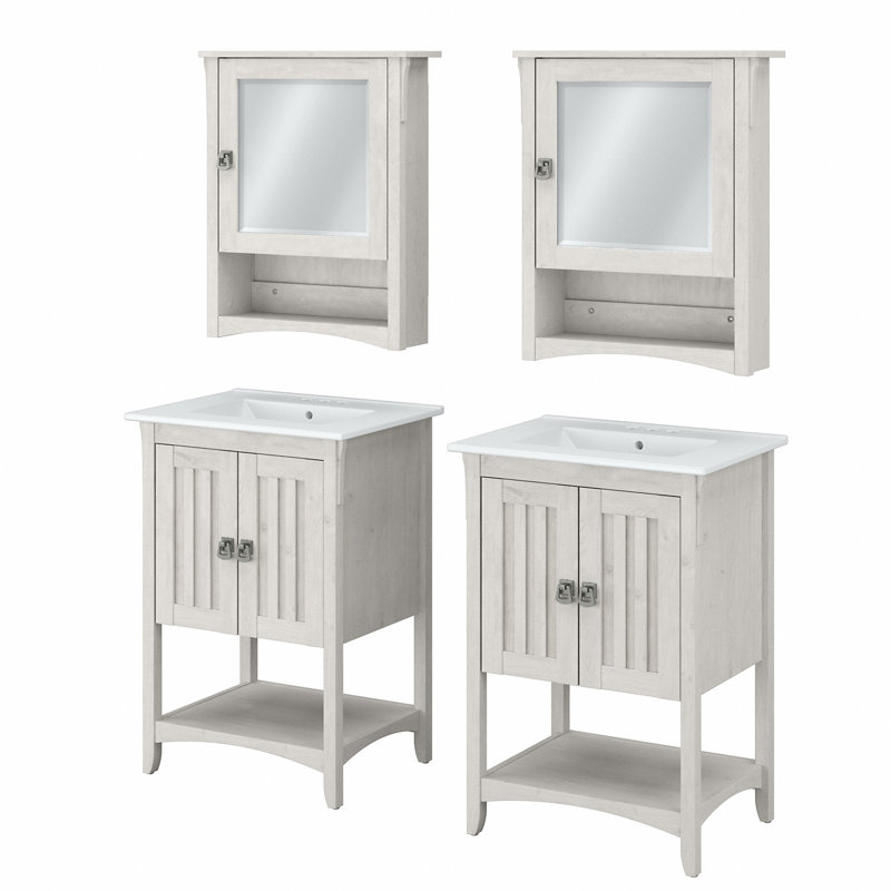 Meuble-lavabo double 24 po , Chêne blanc