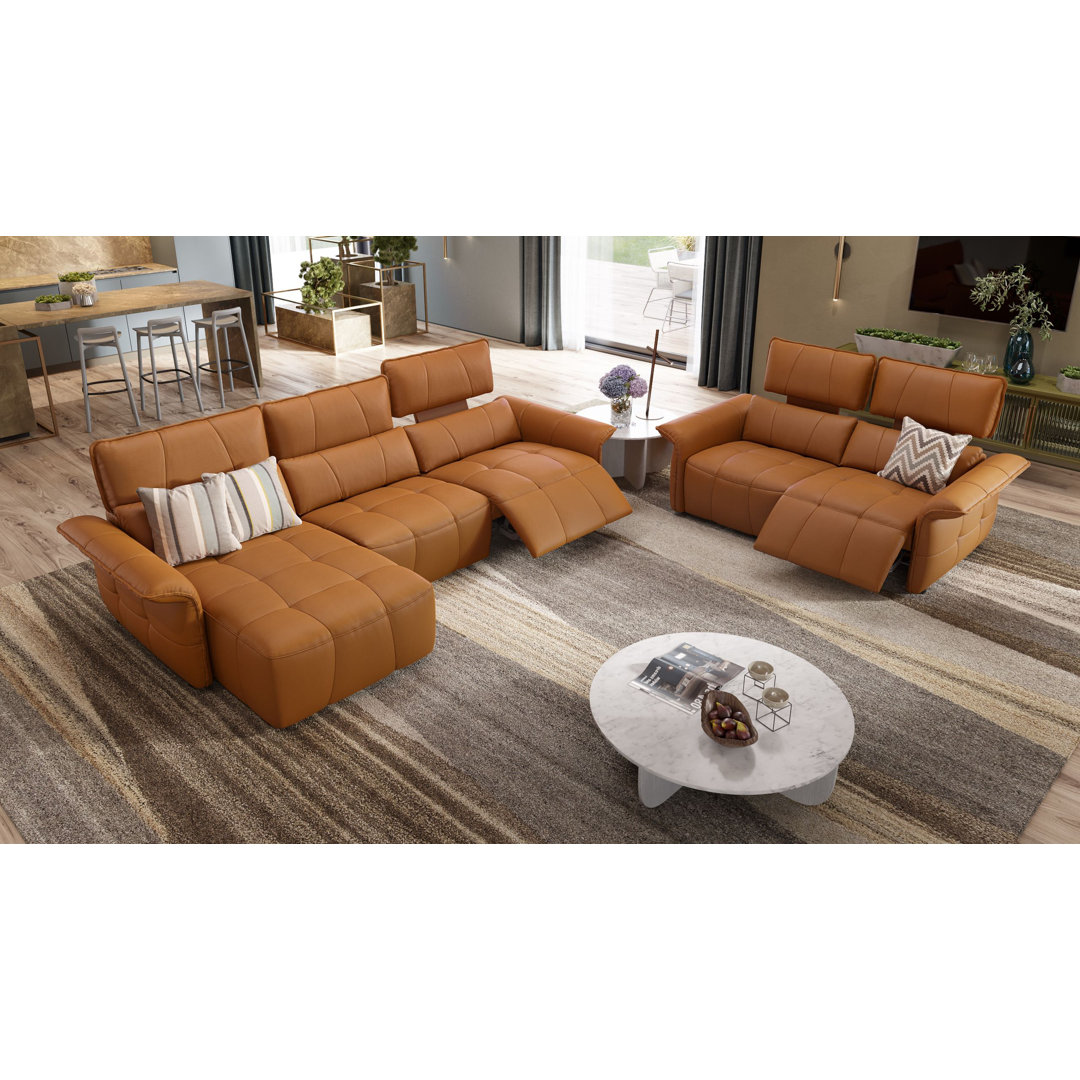 Perspections Leder Ecksofa Cotilla Rot Links mit Funktionen